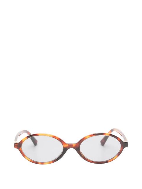 Miu Miu Eyewear tortoiseshell-effect oval-frame sunglasses - Brown - zdjęcie produktu nr 1