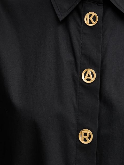 Karl Lagerfeld koszula bawełniana damska kolor czarny regular z kołnierzykiem klasycznym B1W11012