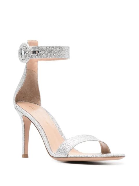 Gianvito Rossi Portofino 85mm glitter sandals - Silver - zdjęcie produktu nr 2