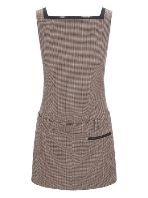 STAUD check-pattern welt-pocket mini dress - Brown