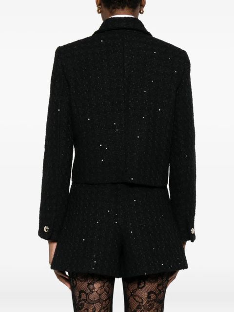 Maje sequin-embellished tweed blazer - Black