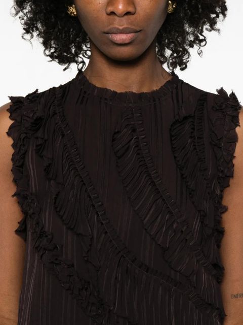 PINKO ruffled sleeveless top - Brown