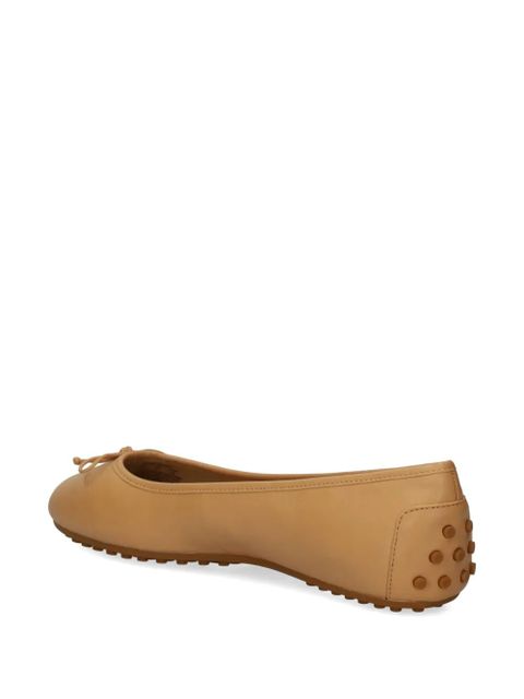 Lauren Ralph Lauren bow-detail leather ballerina shoes - Neutrals