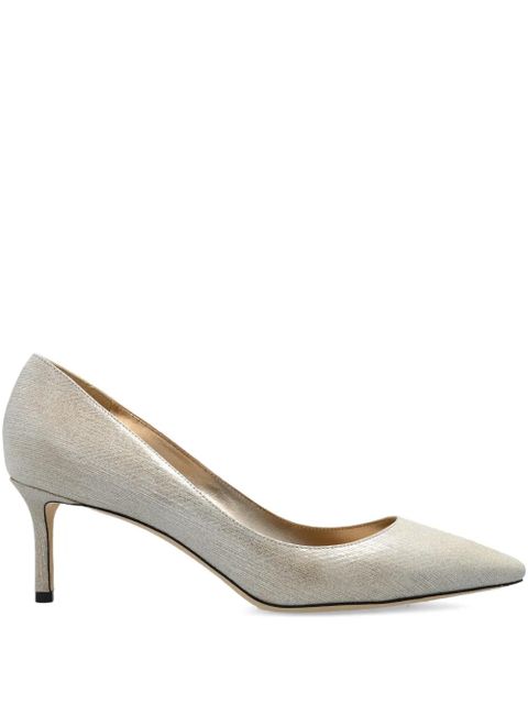 Jimmy Choo Romy metallic leather pointed-toe heels - Neutrals - zdjęcie produktu nr 1