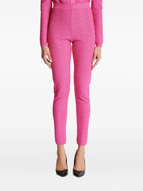 Balmain monogram-pattern leggings - Pink