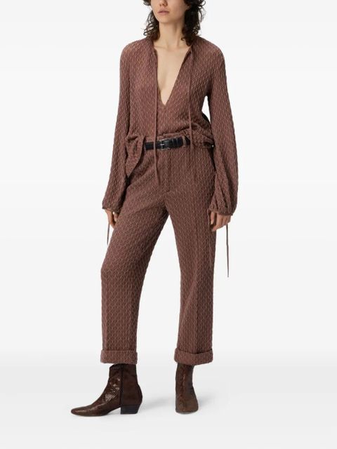 Missoni textured tie-neck top - Brown
