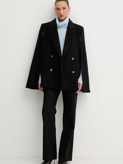 BOSS Orange sweter z dodatkiem wełny damski kolor niebieski lekki z golfem 50548937