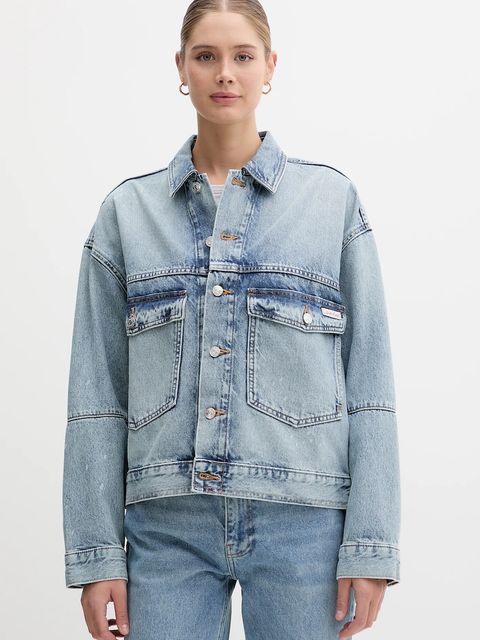 Calvin Klein Jeans kurtka jeansowa kolor niebieski przejściowa oversize LV047C730G - zdjęcie produktu nr 1