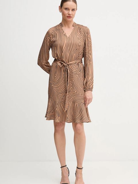 Marc Aurel sukienka wiskozowa kolor brązowy mini oversize 6577-1000-24812