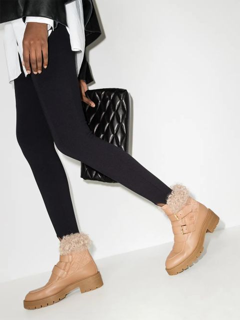 Aquazzura Ryan faux-fur buckle-strap boots - Neutrals