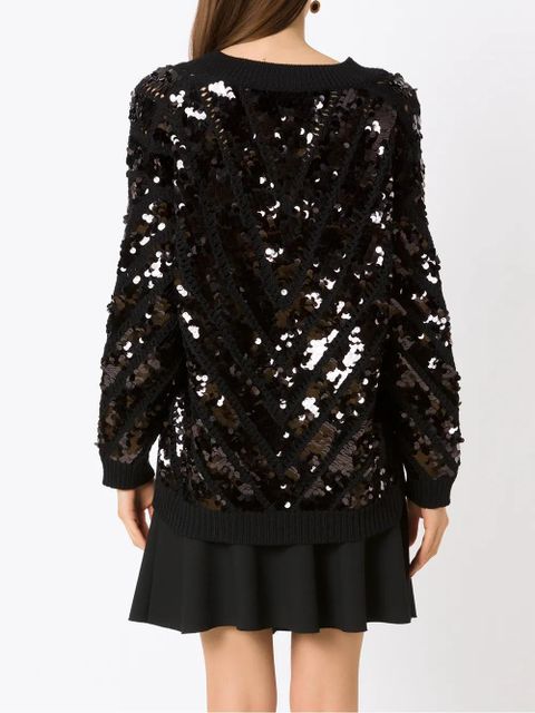 Valentino Garavani sequin-embellished V-neck jumper - Black