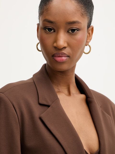 Haveone marynarka kolor brązowy jednorzędowa gładka JMI-P028