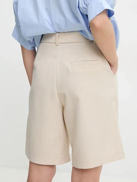 Answear.LAB szorty damskie kolor beżowy gładkie high waist