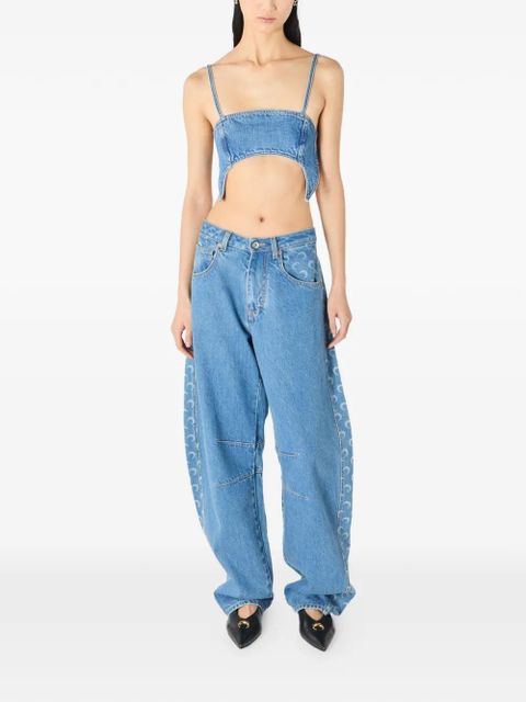 Marine Serre Moon cutout denim top - Blue - zdjęcie produktu nr 2