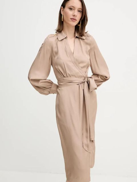 Marciano by Guess sukienka DORIAN kolor beżowy midi prosta 5GGK30 7309A - zdjęcie produktu nr 1