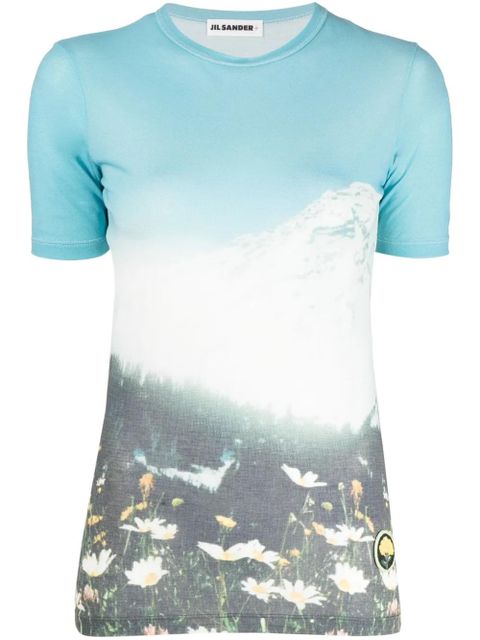 Jil Sander graphic-print cotton T-shirt - Blue - zdjęcie produktu nr 1