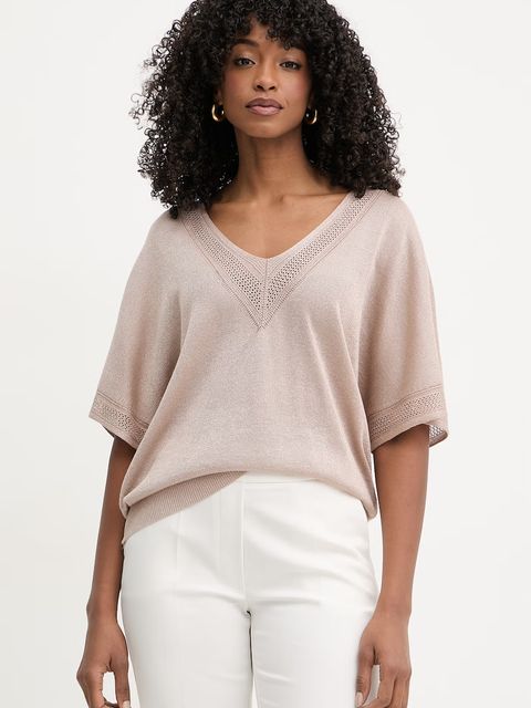 Morgan sweter z krótkim rękawem damski z wiskozy MCHRIS - zdjęcie produktu nr 1