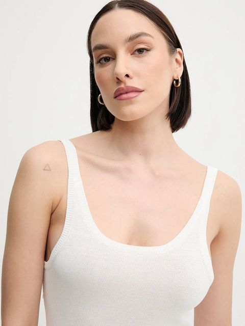 Calvin Klein Jeans sukienka kolor biały maxi dopasowana J20J225284