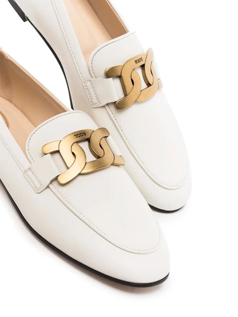Tod's Kate gold-chain leather loafers - White - zdjęcie produktu nr 2