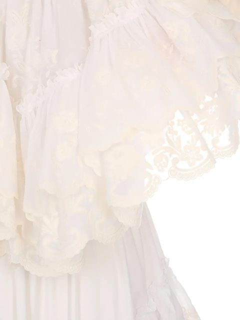 Chloé ruffled lace-embroidered maxi dress - White
