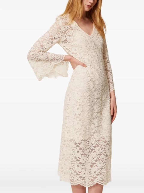 TWINSET laced flared midi dress - Neutrals