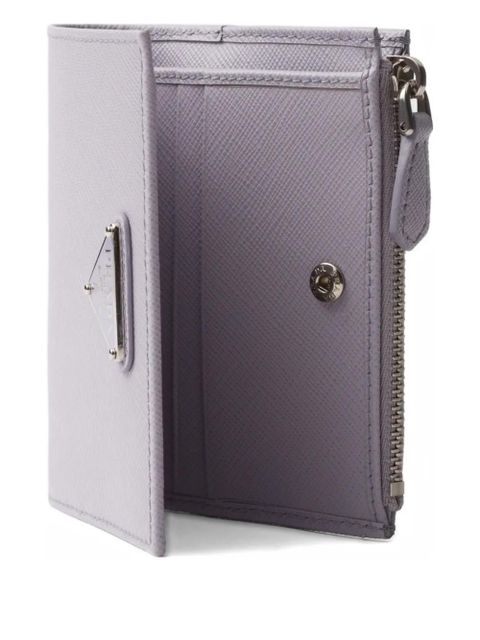 Prada triangle-logo leather wallet - Purple