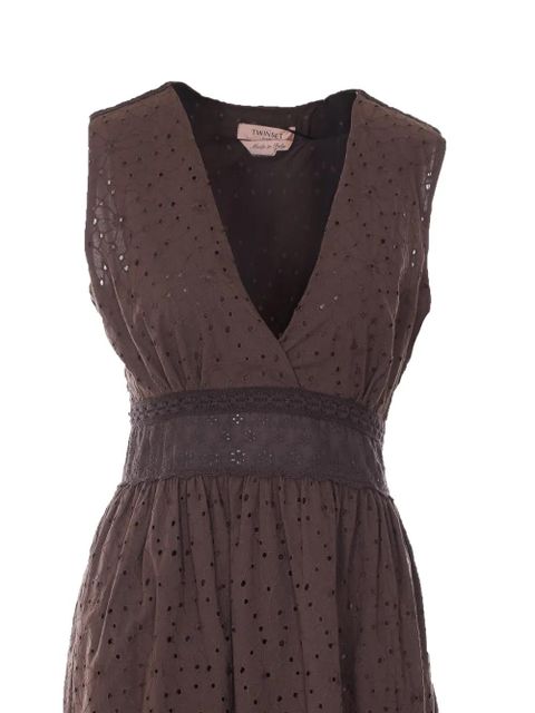 TWINSET broderie-anglaise flounced dress - Brown