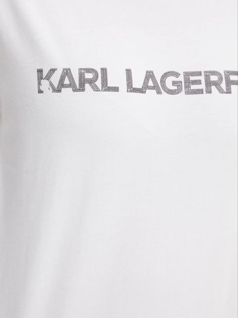 Karl Lagerfeld t-shirt bawełniany ELONGATED LOGO damski kolor biały A3W17102