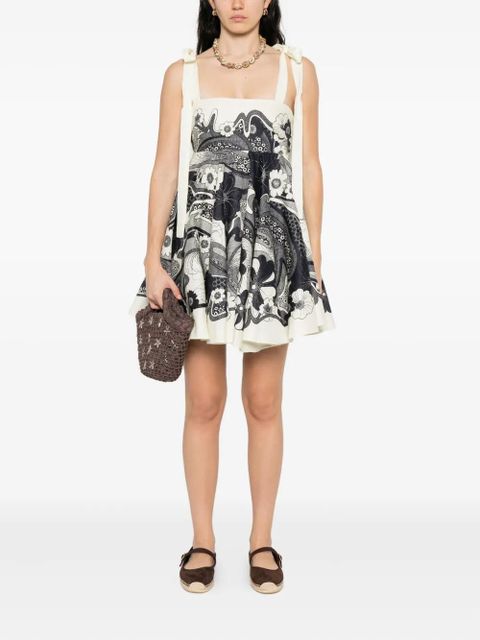 ALEMAIS Mickey floral-print mini dress - Neutrals - zdjęcie produktu nr 2