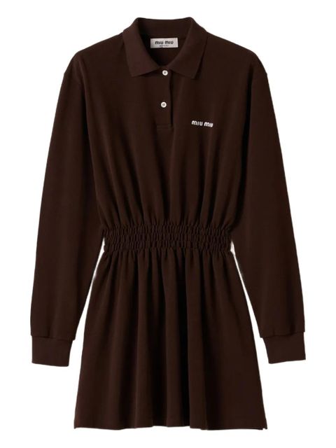 Miu Miu logo-embroidered piqué dress - Brown - zdjęcie produktu nr 1