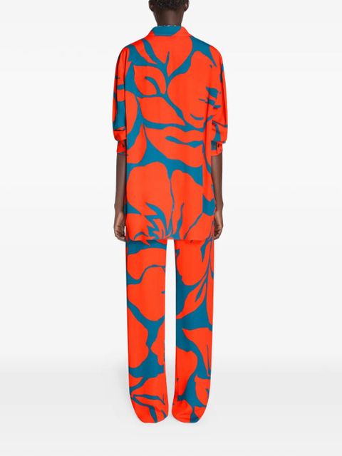 DRIES VAN NOTEN floral-print trousers - Orange