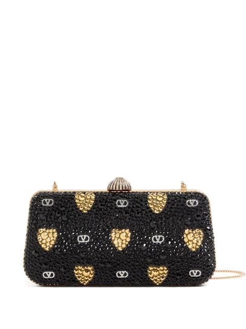 Valentino Garavani heart motif embellished clutch bag - Black - zdjęcie produktu nr 1