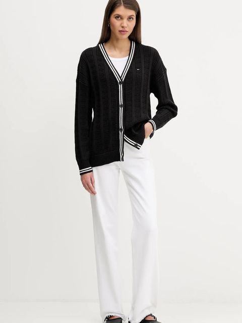 Tommy Jeans kardigan bawełniany damski kolor czarny DW0DW22026