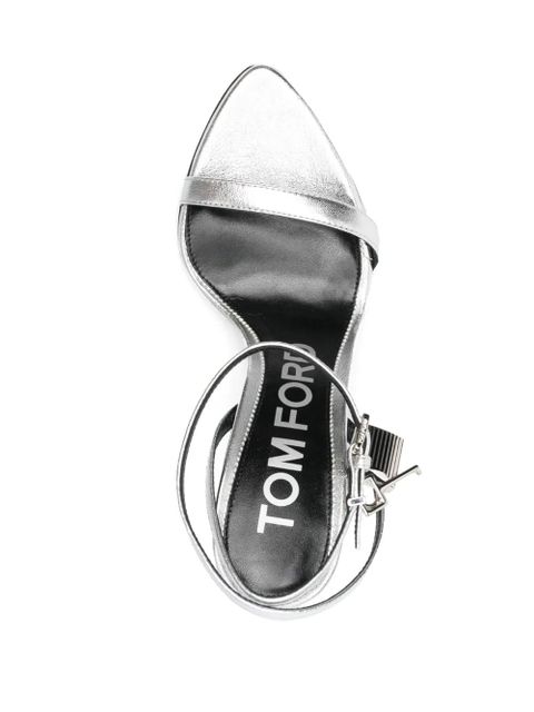 TOM FORD padlock-detail metallic sandals - Silver