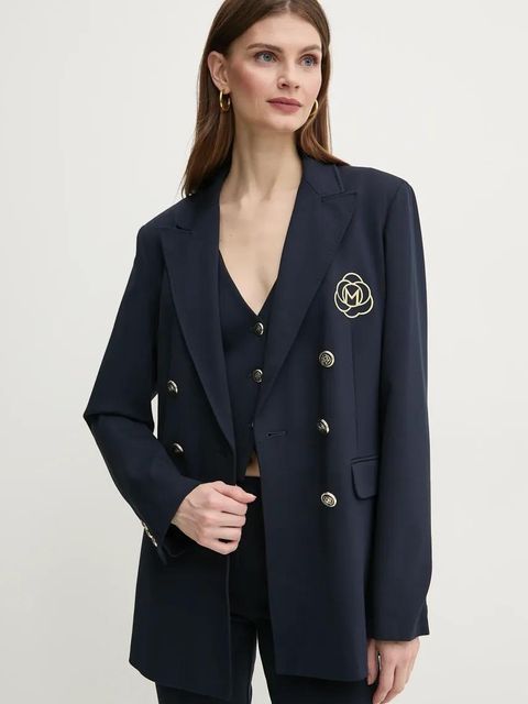 Marella marynarka BAIOCCO kolor granatowy dwurzędowa gładka 2513911024200