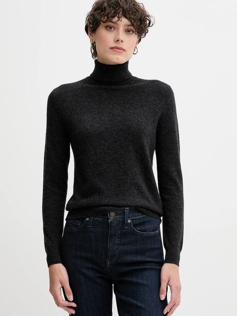 United Colors of Benetton sweter wełniany damski kolor szary z golfem 1002D2348 - zdjęcie produktu nr 1