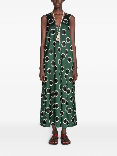 DRIES VAN NOTEN Fil Coupé silk maxi dress - Green - zdjęcie produktu nr 2