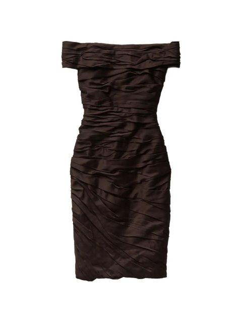 Versace off-shoulder gathered mini dress - Brown - zdjęcie produktu nr 1