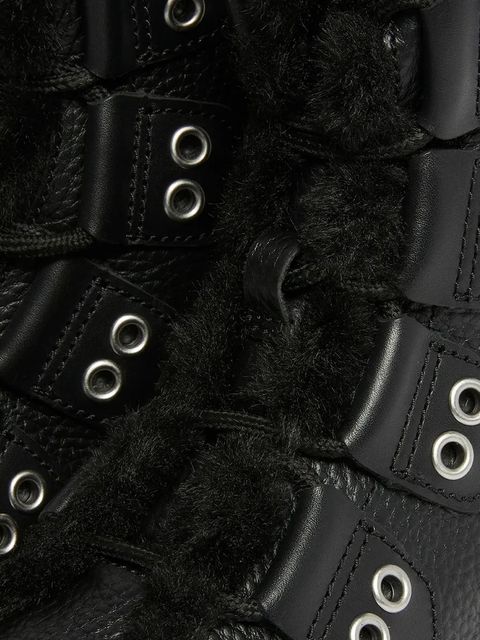 Dr. Martens workery skórzane 1460 LTT Fur Lined damskie kolor czarny na platformie lekko ocieplone DM31876001