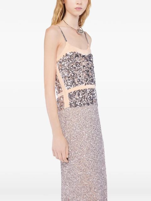 Rabanne sequin-embellished strap dress - Neutrals