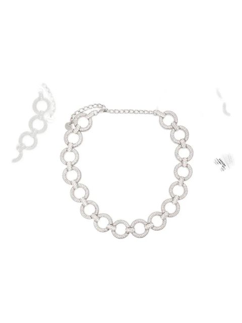 Self-Portrait crystal-embellished necklace - Silver