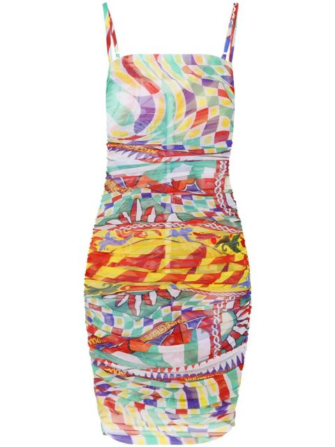 Dolce & Gabbana graphic-print gathered-detail dress - Multicolour - zdjęcie produktu nr 1