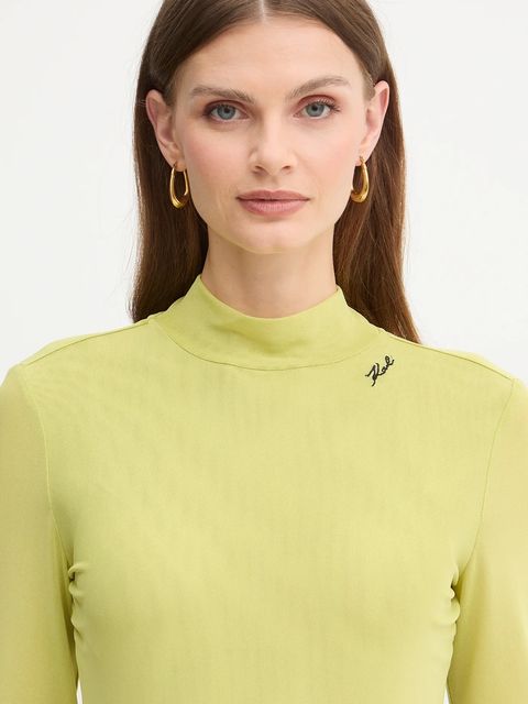 Karl Lagerfeld bluzka damska kolor zielony gładka A4W17044