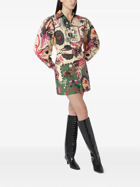 FARM Rio beaded belted printed dress - Neutrals - zdjęcie produktu nr 2