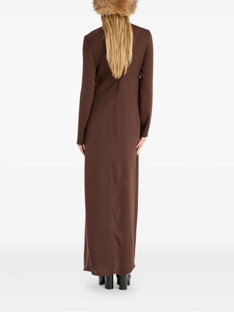 ROTATE BIRGER CHRISTENSEN satin long-sleeve maxi dress - Brown