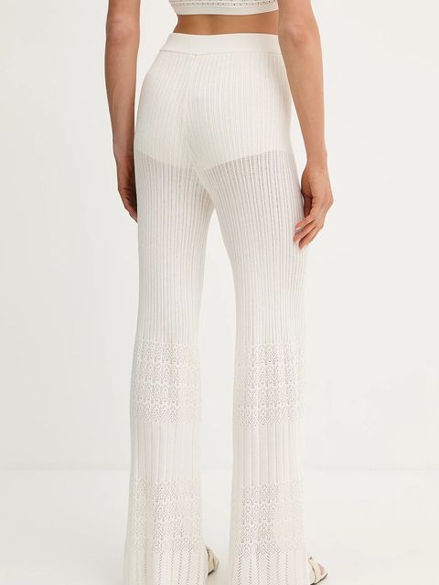 BOSS Orange spodnie damskie kolor beżowy dopasowane high waist 50535496