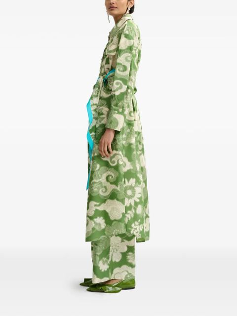 Essentiel Antwerp Jaudi floral-print belt midi dress - Green