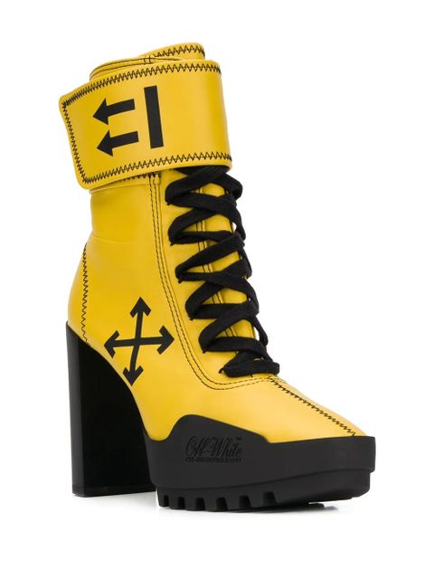 Off-White lace-up leather boots - Yellow - zdjęcie produktu nr 2