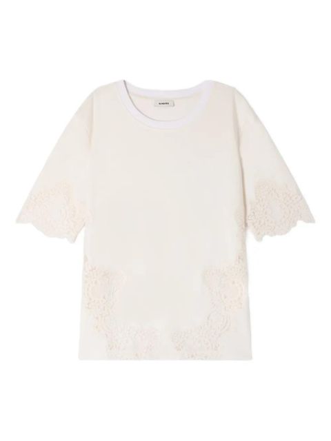 SANDRO lace-detail short-sleeve T-shirt - White - zdjęcie produktu nr 1