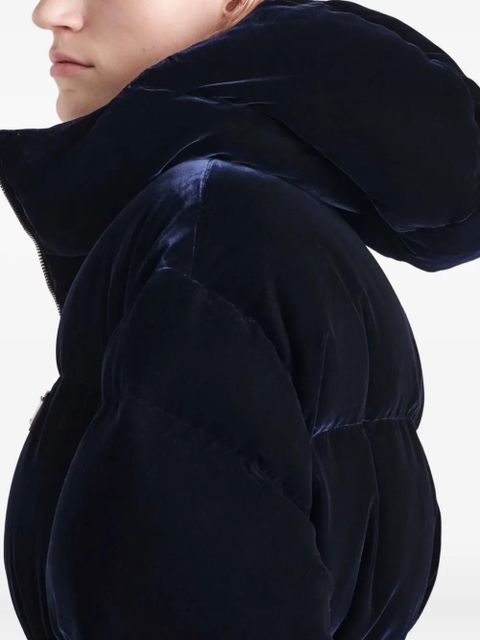 Prada velvet hooded puffer jacket - Blue